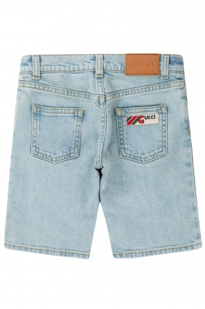 Patched denim shorts, zdjęcie 2 Patched denim shorts od Gucci Kids